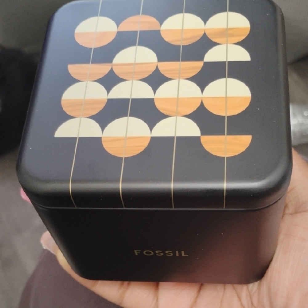 Fossil Watch Box - Black and Orange Design
